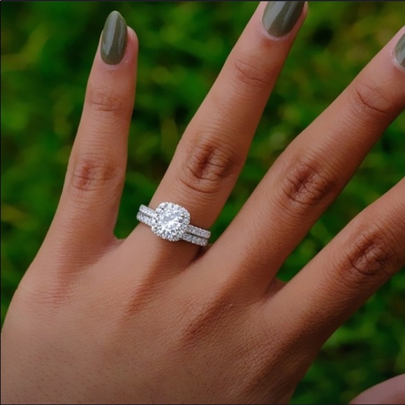 2pcs/set Princess Round Cut AAA Zircon Diamond Set - Picture 7 of 8